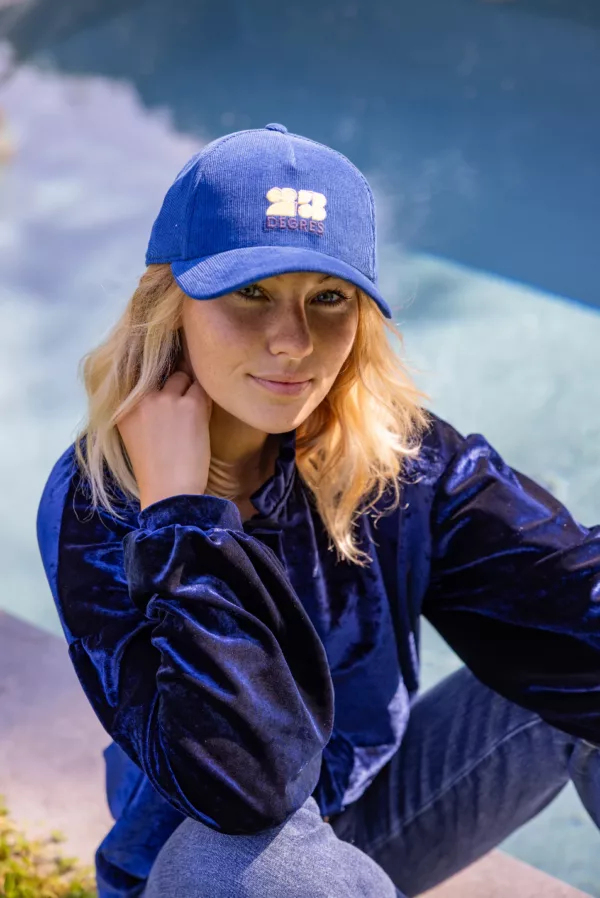 Casquette adulte velours bleu 23 degrés – Image 3