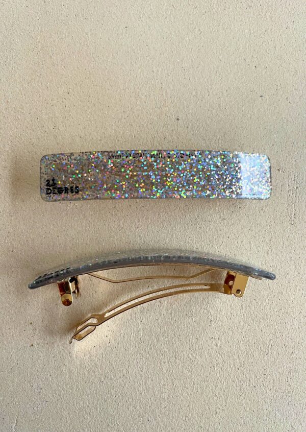 Barrette paillettes argentées 23 degrès