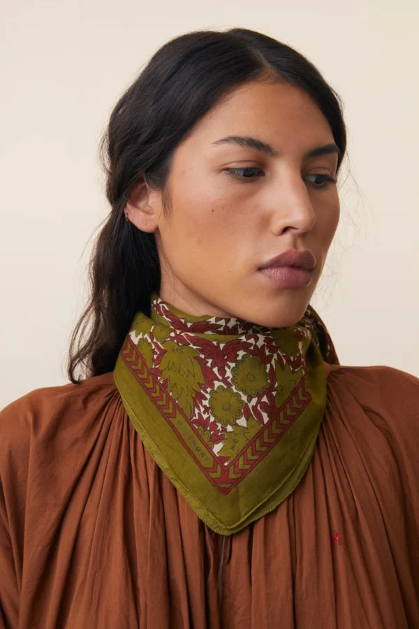 Foulard Khaki grandes fleurs Moismont