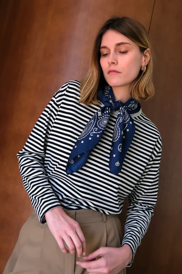 Bandana soie navy antique Antan