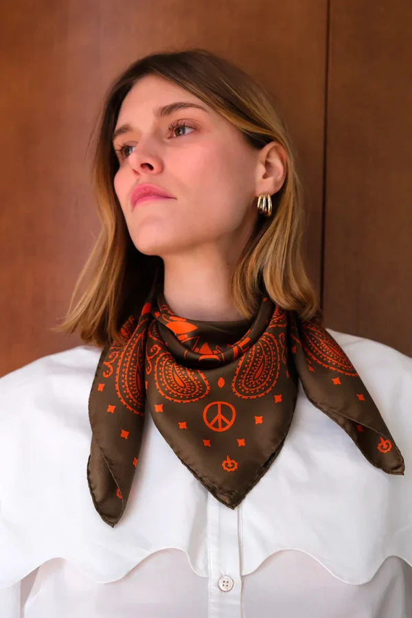 Bandana soie olive Antan – Image 3