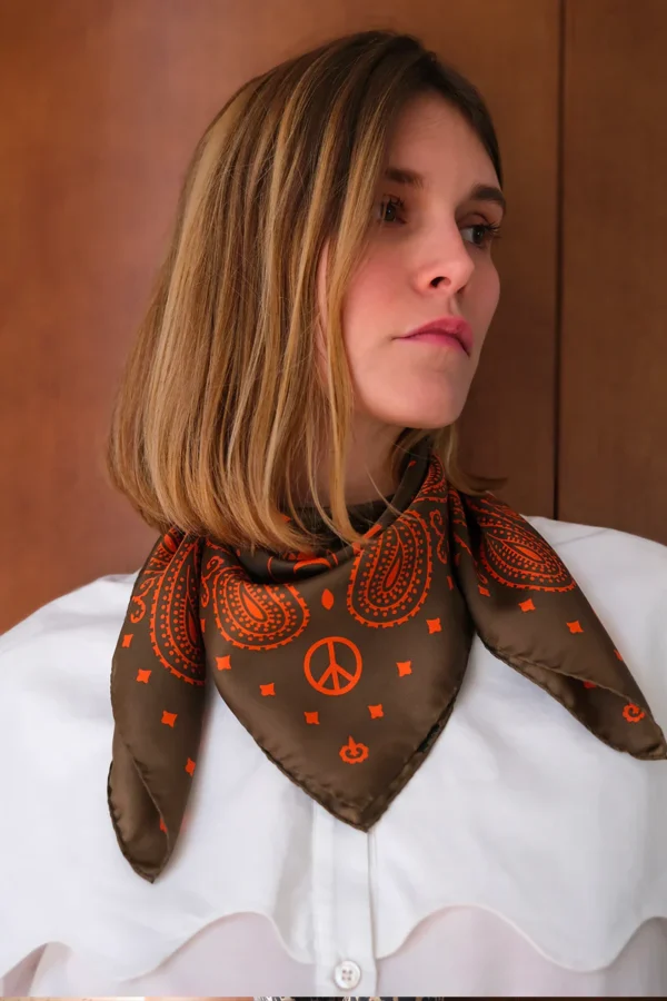 Bandana soie olive Antan