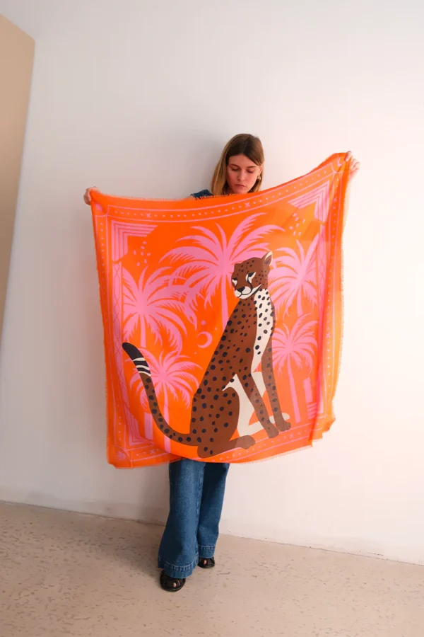 Foulard palms pink Antan