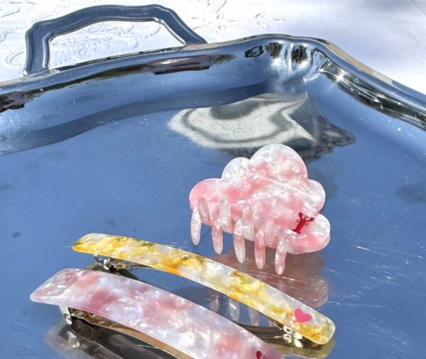 Barrette jaune coeur cool'lab