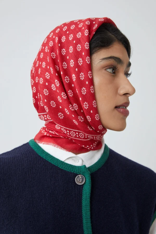 Foulard laine carmin Moismont – Image 2