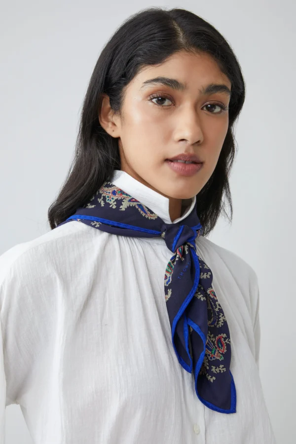 Foulard soie bleu Moismont