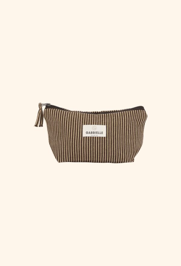 Trousse beauté rayures café Gabrielle Paris