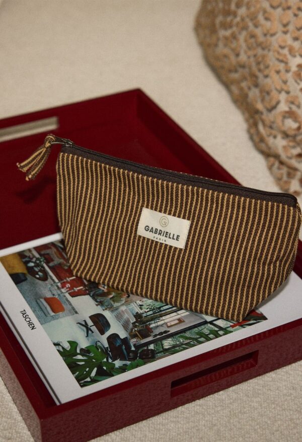 Trousse beauté rayures café Gabrielle Paris – Image 2