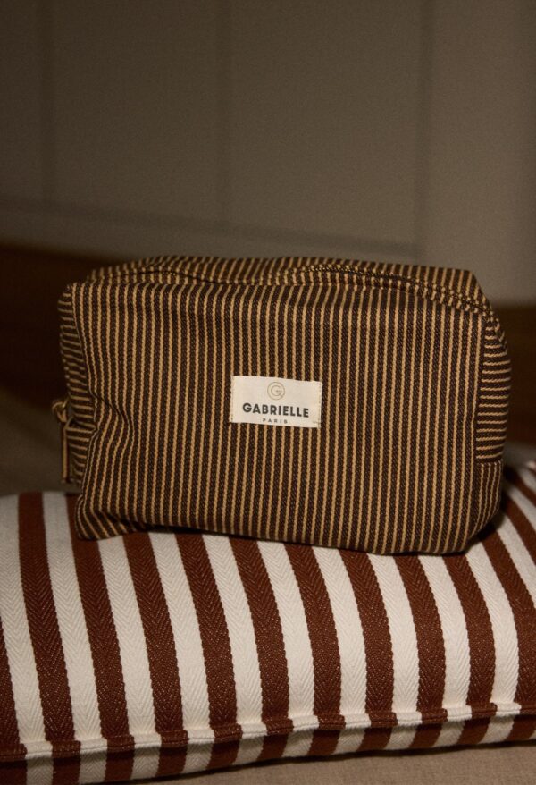 Trousse toilette rayures café Gabrielle Paris